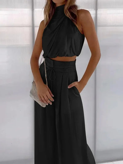 Donna - Conjunto de Top de Moda y Pantalones Anchos