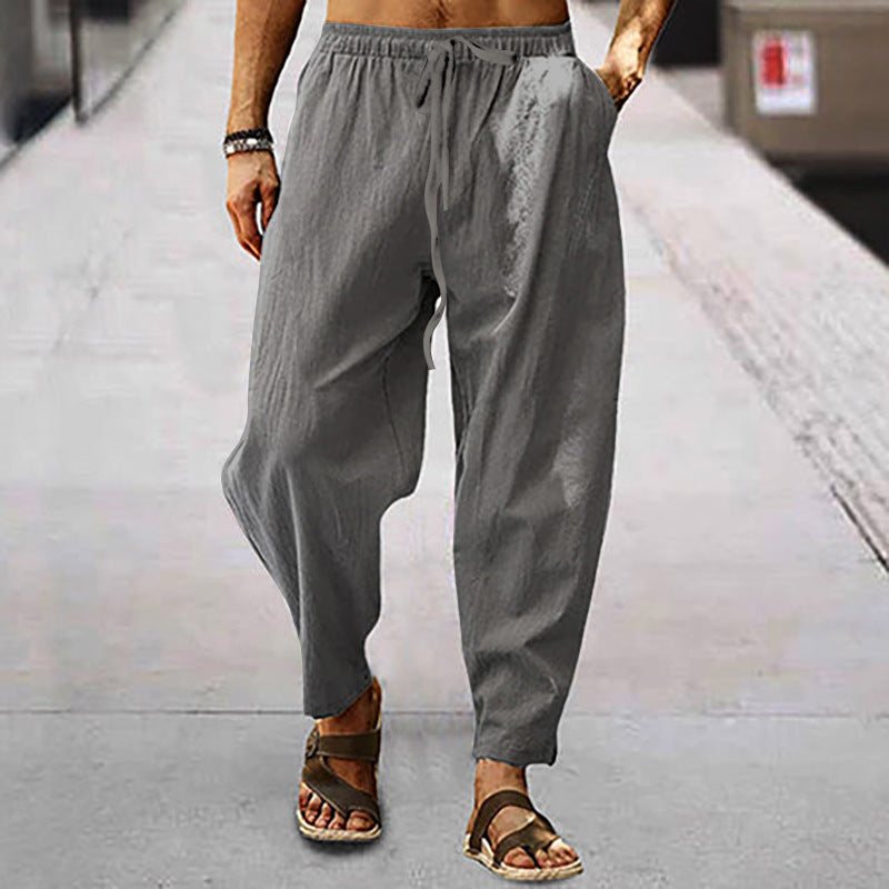 Titus - pantalones de playa para hombre con bolsillos de lino y algodón